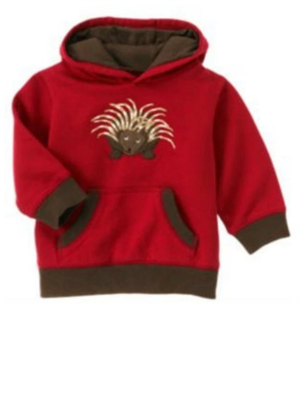 NWT Gymboree Red Hooded Pullover with Porcupine Appliqué/embroidery 6-12m
